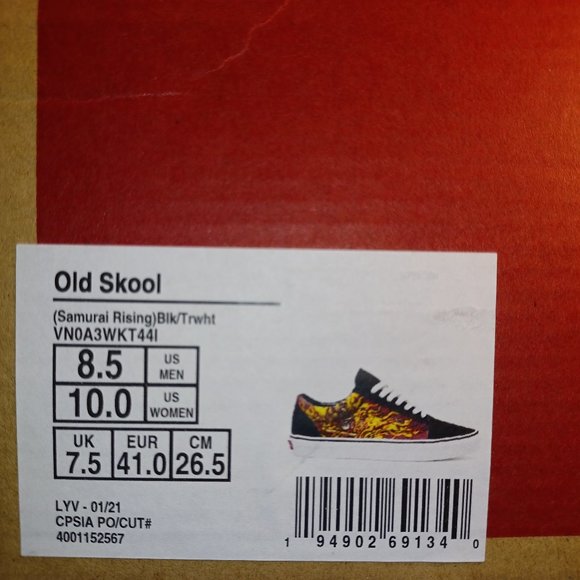VANS OLD SKOOL ( SAMURAI RISING ) BLACK / TRUE WHITE Men\'s 8.5 VN0A3WKT44I main image 13